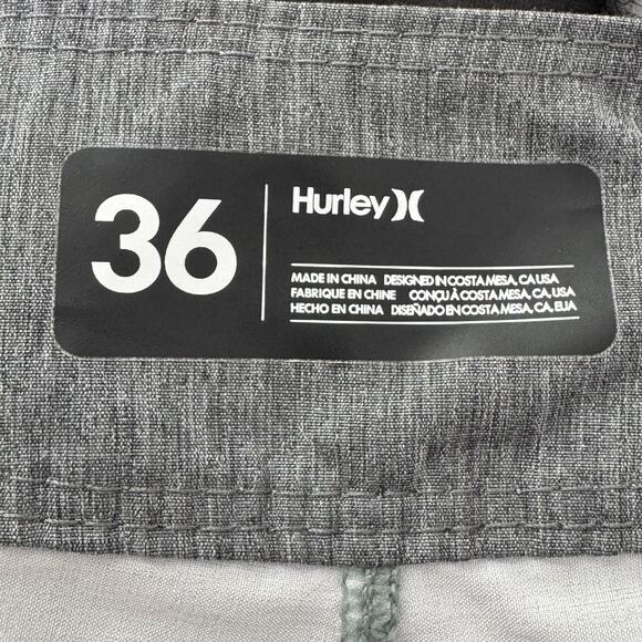 Hurley Phantom Board Shorts Mens 36 Green Yellow Stripe Swim Trunks Surf Pocket - Picture 8 of 10